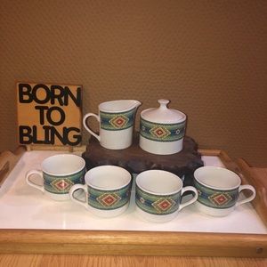 SOUTHWESTERN Coffee or tea set for 4 cups mugs